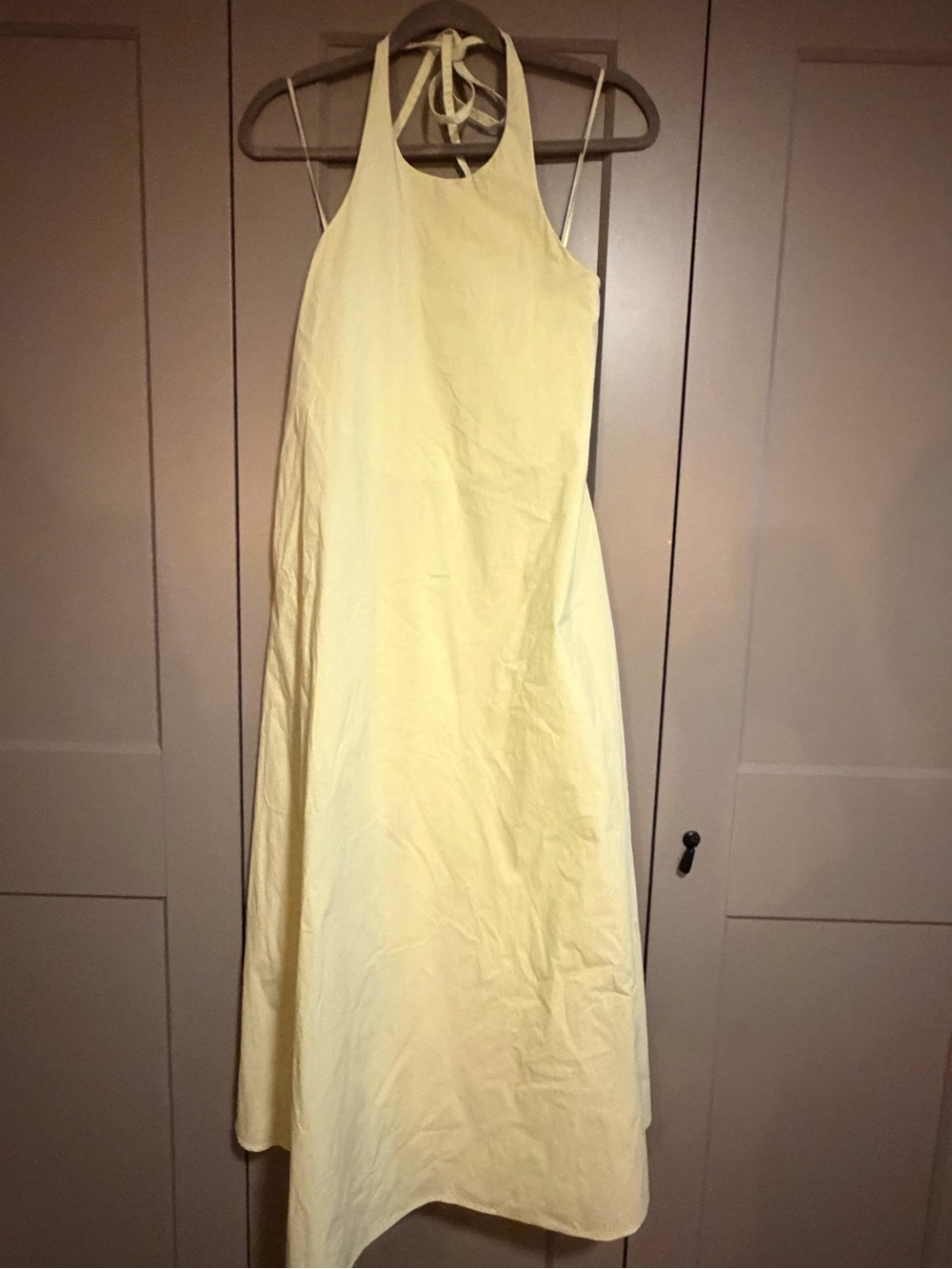 Zara Pale mint/lime green Halter Maxi Dress w pockets